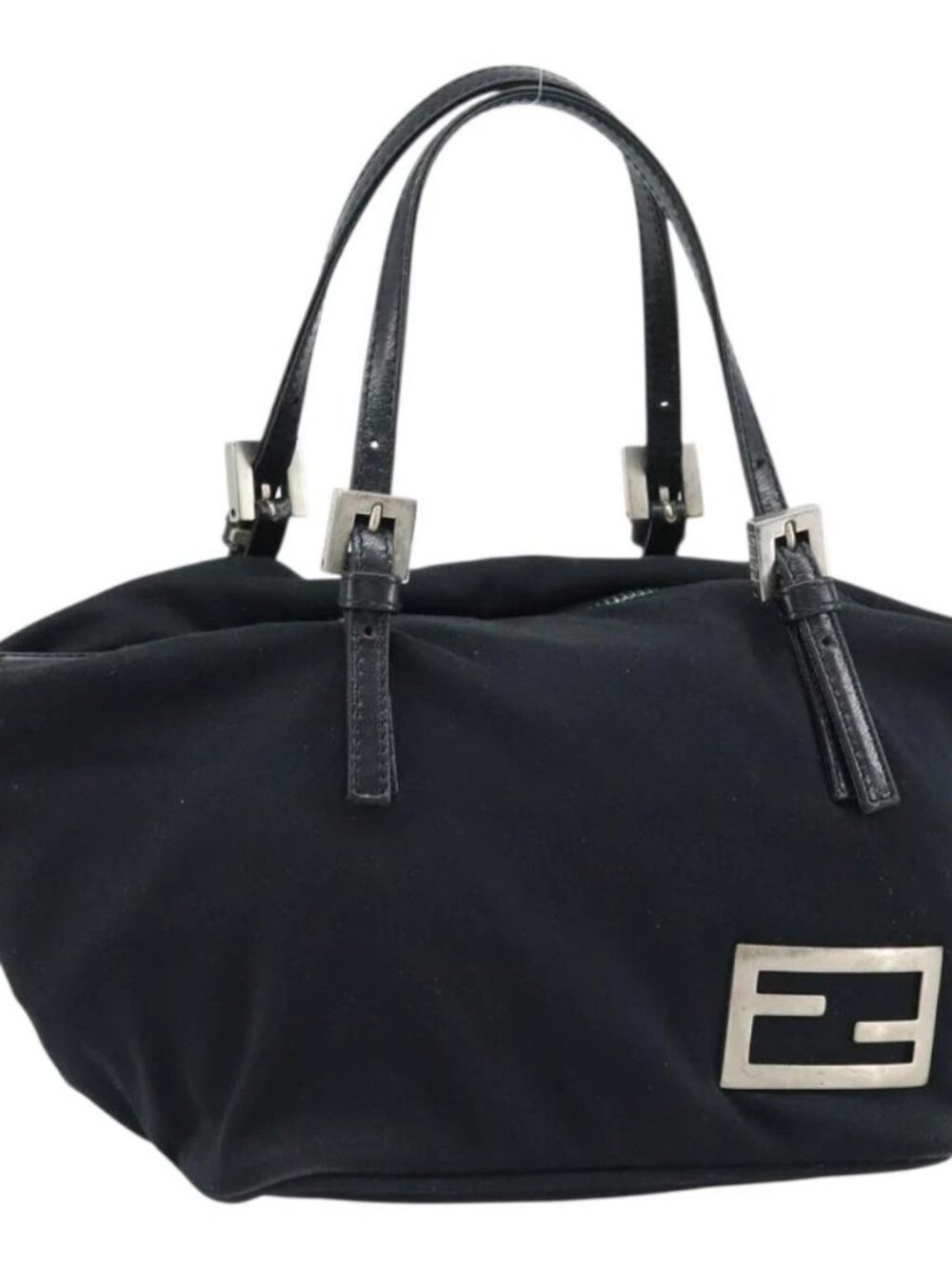 FENDI Hand Bag Nylon Black Silver Auth bs33538 - Picture 2 of 16